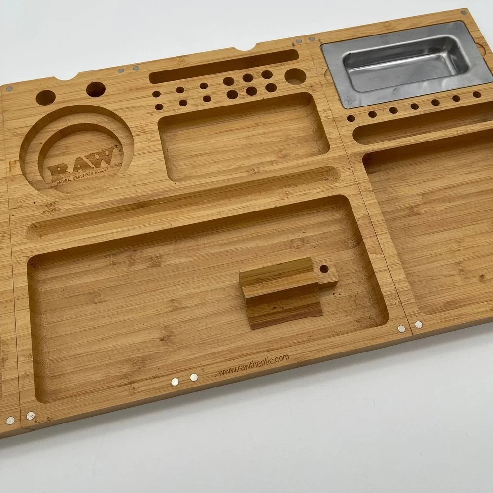 RAW Triple Flip Bamboo Magnetic Rolling Tray